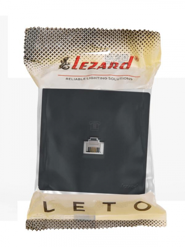 752-3400-137 Розетка телефонная 1-м ОП LETO графит LEZARD  фото 2