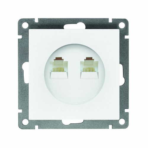 A1086 Розетка компьютерная 2-м СП Афина RJ45 кат.5E механизм бел. Universal 