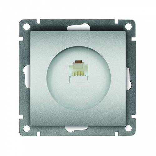 A0051-S Розетка компьютерная 1-м СП Афина RJ45 кат.5E механизм серебр. Universal 