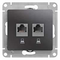 GSL001385KK Розетка компьютерная 2-м Glossa RJ45 кат.5E механизм графит SE 