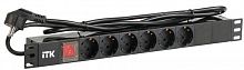 PH12-6D1-P Блок розеток 6-м PDU (немец. станд.) DIN49440 с LED выкл. 1U шнур 2м вилка DIN49441 профиль ПВХ черн. ITK 