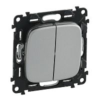 752905 Выключатель 2-кл. СП Valena Allure 10А IP20 250В с лицев. панелью безвинтов. зажимы механизм алюм. Leg 