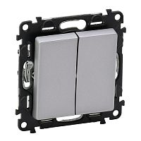 752605 Выключатель 2-кл. СП Valena Life 10А IP20 250В с лицев. панелью безвинтов. зажимы механизм алюм. Leg 