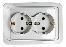4680005959921 Розетка 2-м CLASSICO с заземл. 2128 бел. ASD / IN HOME 