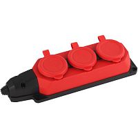 Б0044552 Колодка удлинителя 3-м с заземл. 16А IP44 K-3e-RED-IP44 каучук красн. Эра 