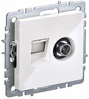 BR-AK20-1-K01 Розетка компьютерная + телевизионная 2-м Brite РТВ/РК12-БрБ RJ45 кат.5E + TV механизм бел. IEK 