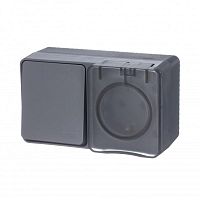 ATN544070 Блок ОП AtlasDesign PROFI IP54 (розетка 1-м 16А заземл. защ. шторки + 1-кл. выключатель 10А) антрацит SE 