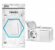 TKL-DT-V1RZ-C01-IP54 Блок ОП Dita (розетка 16А 250В с заземл. + 1-кл. выкл. 10А) IP54 бел. TOKOV ELECTRIC 