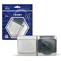 TKE-NX-V1RZ-C06T-IP54 Блок ОП Nix (розетка 16А 250В с заземл. + 1-кл. выкл. 10А) IP54 сер. TOKOV ELECTRIC 