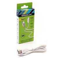 15095 Кабель USB-Type C 3А 1.2м зарядка + передача данных бел. (коробка) ERGOLUX 