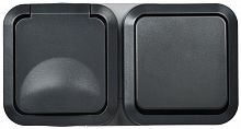 TS-G10-6-55-V-K53 Блок ОП розетка + выключ. горизонт. TORS 16А IP55 TS142 графит IEK 