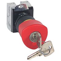 023727 Кнопка грибовидная Osmoz d40мм НЗ+НО аварийн. откл. EN418 с ключом красн. Leg 