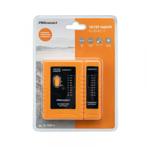 12-1006-4 Тестер кабеля RJ45+RJ11 HT-C004 PROCONNECT  фото 3