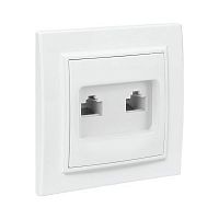 ERK00-135-10 Розетка компьютерная + телефонная 2-м СП Минск RJ45 + Phone бел. Basic EKF 