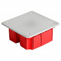 49004 Коробка монтажная для сплошных стен, с крышкой, 92*92*45мм STEKKER EBX30-01-1-20-92, красный 