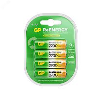 20276 Аккумуляторы перезаряжаемые GP ReEnergy 270AAHC AA, емкость 2650 мАч - 4 шт. в клемшеле 