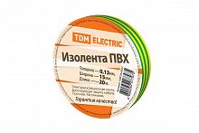 SQ0526-0017 Изолента ПВХ 0,13*15мм Желто-Зеленая 20м TDM TDM ELECTRIC 