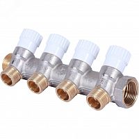 SMB 6852 341204 Коллектор распределительный 3/4', 4 отвода 1/2' плоское уплотнение STOUT  RG008TN2KF9AL6
