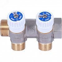 SMB 6852 341202 Коллектор распределительный 3/4', 2 отвода 1/2' плоское уплотнение STOUT  RG008TN2KD57AI