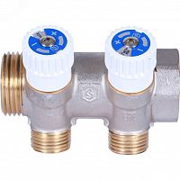 SMB 6852 011202 Коллектор распределительный 1', 2 отвода 1/2' плоское уплотнение STOUT  RG008TN2K8V76K