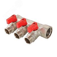 VTc.580.N.0603 Коллектор 1'x3 выхода 1/2' НР с отсекающими кранами VALTEC  O58104055