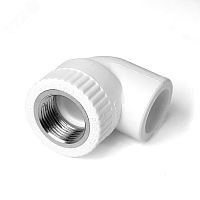 PA26014P Угольник комбинированный 25x3/4' ВР переходной, полипропиленовый PPR, белый PRO AQUA 