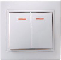 EVK21-K01-10-DM KVARTA Выключатель 2-клавишный с индикацией 10А ВС10-2-1-КБ белый GENERICA
