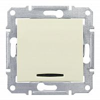 SDN1400147 Выключатель одноклавишный, с подсветкой, в рамку, бежевый