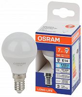 4099854186486 Лампа светодиодная шар LED 7Вт Е14 6500К 600Лм 170-250В (замена 60Вт) OSRAM *