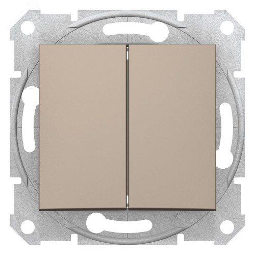 SDN0600168 Sedna Переключатель двухклавишный в рамку титан схема 6+6 Schneider Electric 
