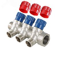 VTc.560.N.0504 Коллектор 3/4'x4 выхода 1/2' НР с вентилями VALTEC  O56004054