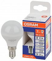 4099854186455 Лампа светодиодная шар LED 7Вт Е14 4000К 600Лм 170-250В (замена 60Вт) OSRAM *