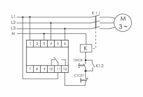 EA04.001.005 Реле контроля фаз CZF-310 (1 модуль; монтаж на DIN-рейке; 3х400/230+N 8А 1NO/NC IP20) F&F  фото 2