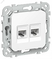 FI-K22-1-K01 Розетка компьютерная 2-м СП FLITE РК5е-2-0-ФлБ RJ45 кат.5E UTP механизм бел. IEK 