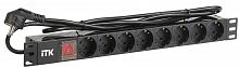PH12-8D1-P Блок розеток 8 мест PDU (немец. станд.)  19дюймов DIN49440 с LED выкл. ПВХ 1U шнур 2м ITK 