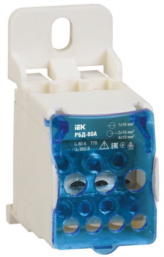 RBD-80 Блок распределительный на DIN-рейку РБД-80А IEK 
