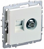 BR-AK20-1-K36 Розетка компьютерная + телевизионная 2-м Brite РТВ/РК12-БрЖ RJ45 кат.5E + TV механизм жемчуж. IEK 