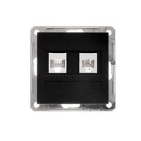 RSI-251TK5E-6-86 Розетка компьютерная + телефонная 2-м СП W59 RJ45 + RJ11 кат.5E 1А механизм черн. бархат SE 