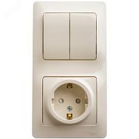 GSL000274 Блок комбинированный Glossa (розетка защ. шторки с заземл.+ 2-кл. выкл.) беж. SE 