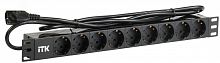 PH22-9D2 Блок розеток 9 мест PDU (немец. станд.) DIN 49440 алюм. профиль 1U шнур 2м; вилка IEC 320 C14; черн. ITK 
