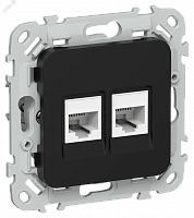FI-KT22-1-K02 Розетка 2-м СП FLITE РКТ5е/3-2-0-ФлЧ RJ45/RJ11 кат.5E/3 UTP механизм черн. IEK 