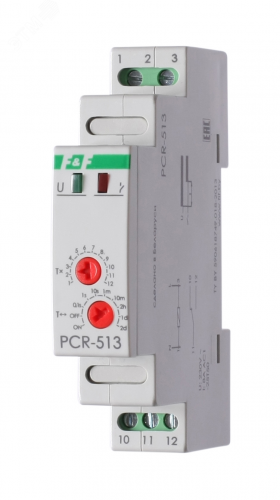 EA02.001.003 Реле времени PCR-513 8А 230В 1 перекл. IP20 задержка включ. монтаж на DIN-рейке F&F 