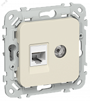 FI-AK22-1-K86 Розетка 2-м СП FLITE РКТВ5е-2-0-ФлСл RJ45/TV кат.5E UTP механизм сливочный IEK 