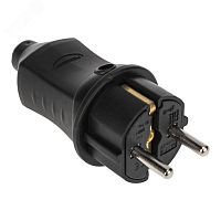 111-001-4 Вилка прямая влагозащищенная 2P+PE 230В 16А IP44 каучук черная ProConnect