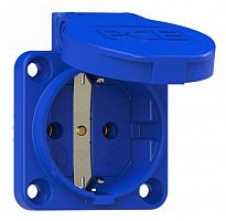 105-0b Розетка встраиваемая 16А/250V/2P+E/IP54 50x50 подкл. сзади синяя 00-00002583