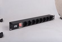 PH12-8D3 Блок розеток 8-м PDU 1U вх. C14 немецк. стандарт с LED-выкл. без шнура алюм. профиль ITK 