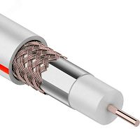01-2401-6 Кабель коаксиальный SAT 50 M, Cu/Al/Cu, 64%, 75 Ом, IN, белый, 100 м ProConnect 