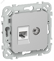 FI-AK22-1-K47 Розетка 2-м СП FLITE РКТВ5е-2-0-ФлА RJ45/TV кат.5E UTP механизм алюм. IEK 
