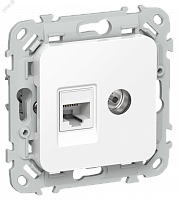 FI-AK22-1-K01 Розетка 2-м СП FLITE РКТВ5е-2-0-ФлБ RJ45/TV кат.5E UTP механизм бел. IEK 
