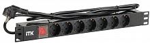 PH12-7D1-P Блок розеток 7 мест PDU (немец. cтанд.) DIN49440 с LED выкл. 1U шнур 2м вилка DIN49441 профиль ПВХ черн. ITK 